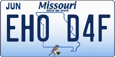 MO license plate EH0D4F