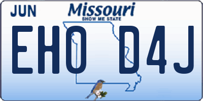 MO license plate EH0D4J