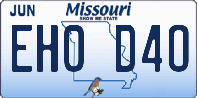 MO license plate EH0D4O