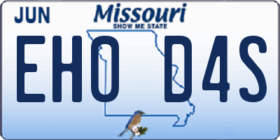 MO license plate EH0D4S