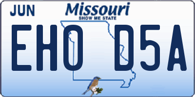 MO license plate EH0D5A