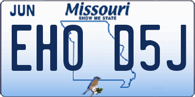 MO license plate EH0D5J