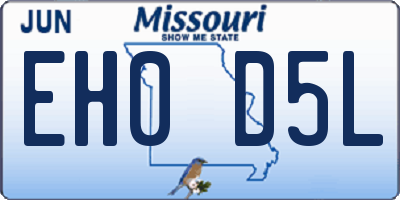 MO license plate EH0D5L