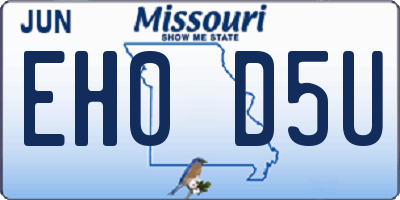 MO license plate EH0D5U