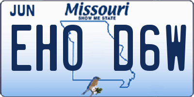 MO license plate EH0D6W