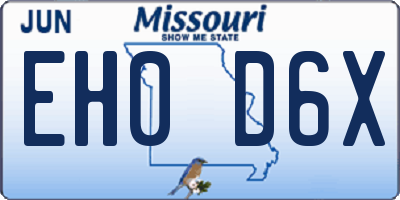 MO license plate EH0D6X