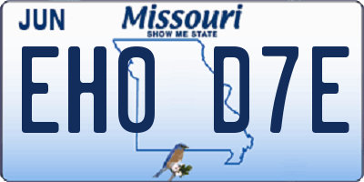 MO license plate EH0D7E