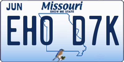 MO license plate EH0D7K
