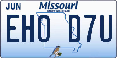 MO license plate EH0D7U