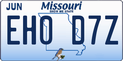 MO license plate EH0D7Z
