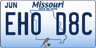 MO license plate EH0D8C