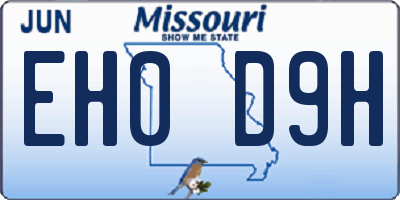 MO license plate EH0D9H