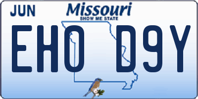MO license plate EH0D9Y