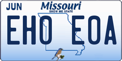MO license plate EH0E0A