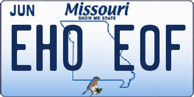 MO license plate EH0E0F