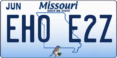 MO license plate EH0E2Z