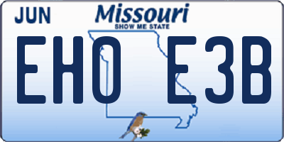 MO license plate EH0E3B