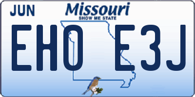 MO license plate EH0E3J