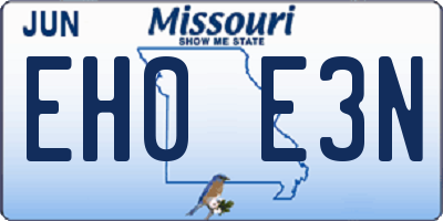 MO license plate EH0E3N