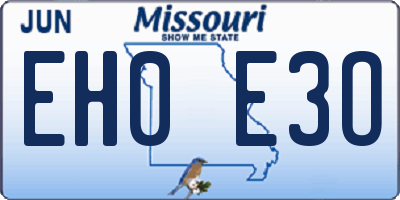 MO license plate EH0E3O