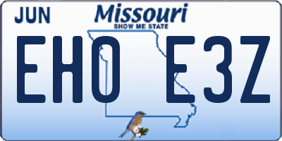 MO license plate EH0E3Z