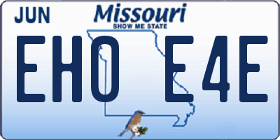MO license plate EH0E4E