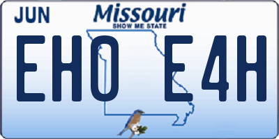 MO license plate EH0E4H