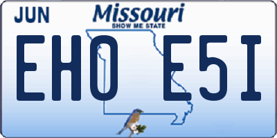 MO license plate EH0E5I