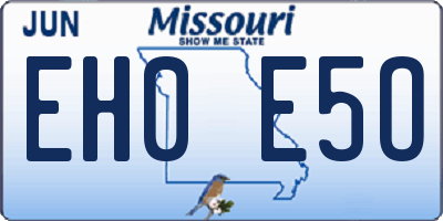 MO license plate EH0E5O