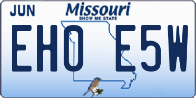 MO license plate EH0E5W