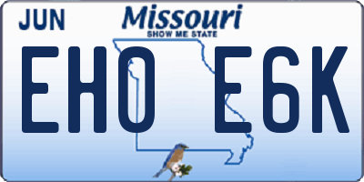 MO license plate EH0E6K