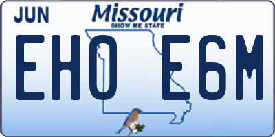 MO license plate EH0E6M