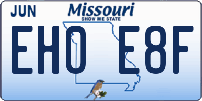 MO license plate EH0E8F
