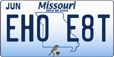 MO license plate EH0E8T