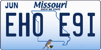 MO license plate EH0E9I