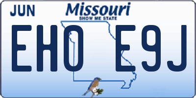 MO license plate EH0E9J