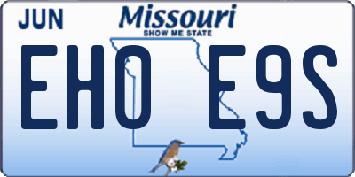 MO license plate EH0E9S