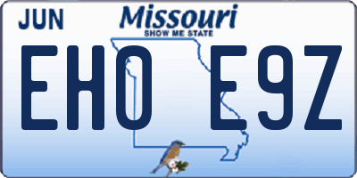 MO license plate EH0E9Z