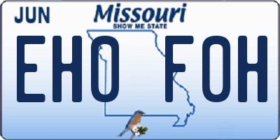 MO license plate EH0F0H