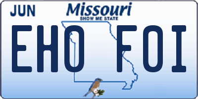 MO license plate EH0F0I