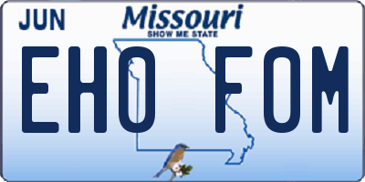 MO license plate EH0F0M