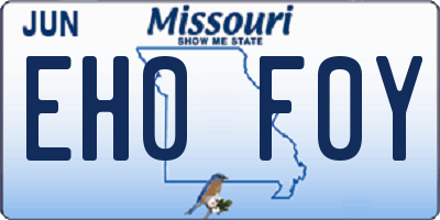 MO license plate EH0F0Y