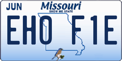 MO license plate EH0F1E