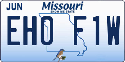 MO license plate EH0F1W