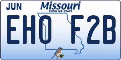 MO license plate EH0F2B
