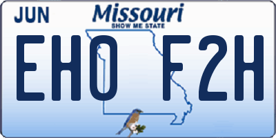 MO license plate EH0F2H