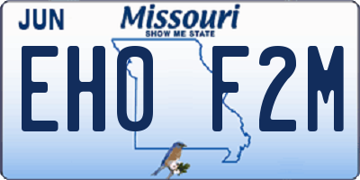 MO license plate EH0F2M