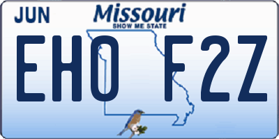 MO license plate EH0F2Z