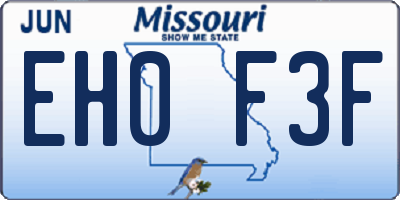 MO license plate EH0F3F