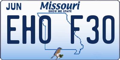 MO license plate EH0F3O